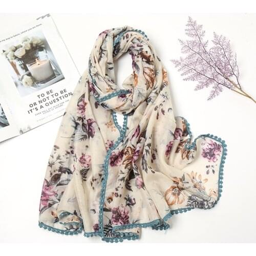 2020 New Arrival Floral Printing Scarf Women Hijabs Cotton Viscose Ladies Shawals Fashion Muslim Turbans 1pc Retail