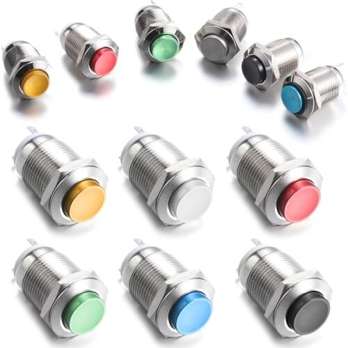 250V 12mm Good Quality Multicolor High Round Red Blue start Metal Push Button Car Engine PC Power Switch Momentary Waterproof