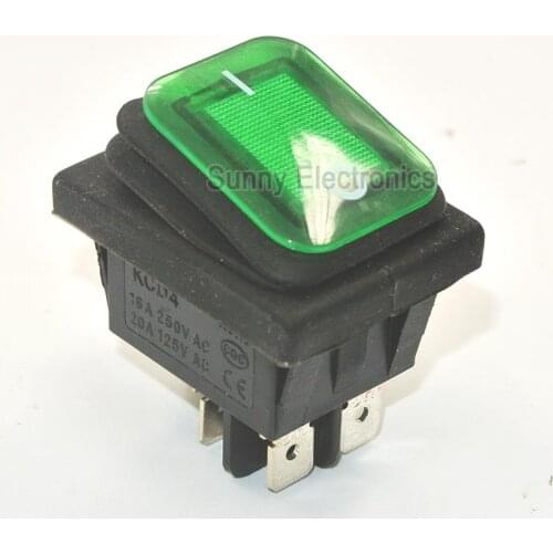 50x Green power switch RLEIL RL2 (P) Waterproof IP65 ON/OFF Car Rocker Switch