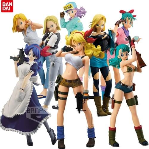 Bandai Banpresto 25cm Anime Figure Dragon Ball Girls Glitter& GLAMOURS-Bulma-III Lunch Android 18 lazuli Action Model Toys