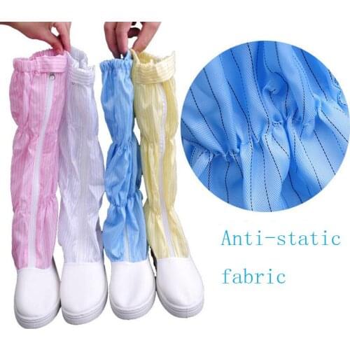 Anti-static PVC Leather Safety Shoes Dust proof Non-slip High Boots Clean Room Work Shoes Electronics Factory Unisex DXZ018