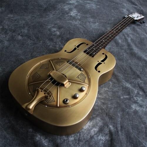 Jonathan left hand resonator bass guitar , resophonic bass guitars, Metal Body Duolian Guitar