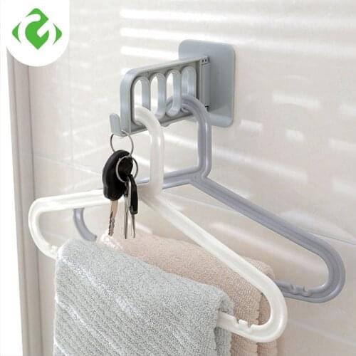 Household foldable clothes hook bathroom multi-function strong adhesive hanger hook storage rack key hooks coat hooks for wall