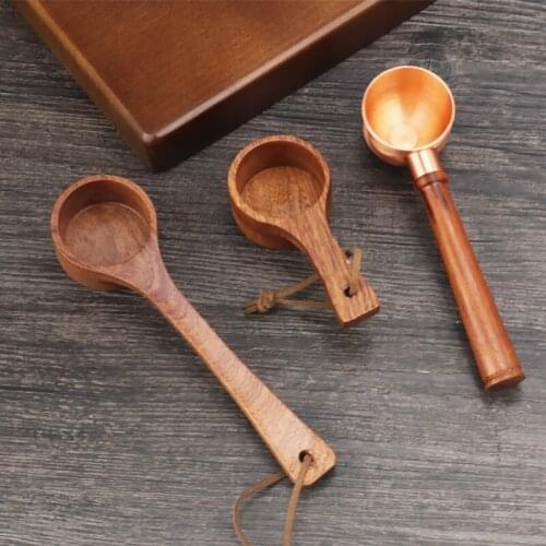 Ebony Wooden Coffee Spoon 10g Standard Measuring Dual-use Bean Scoop Powder Press Scoop Coffee Machine Accessories Kitchen Tools