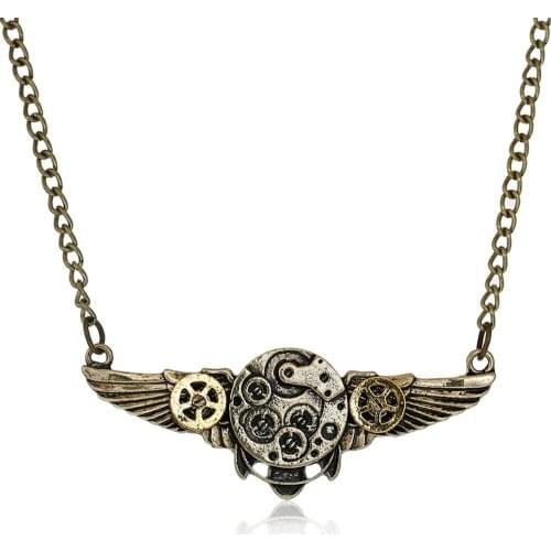 DoreenBeads New Fashion Steampunk Necklace Link Curb Chain Antique Bronze Wing Gear Connector 64.2cm(25 2/8") long, 1 Piece