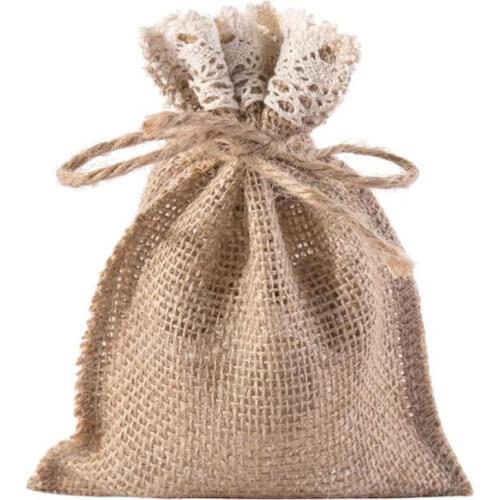 Jute Lace Bags Jewelry Sachet Empty Bag Gift Packing Pouch Christmas Wedding Party Candy Bag 10x15cm