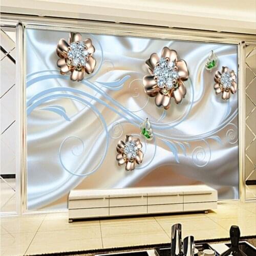Photo wallpaper Silk Bead Decorative Relief Flower Mural Background Wall TV backdrop stereo wallpaper living room mural