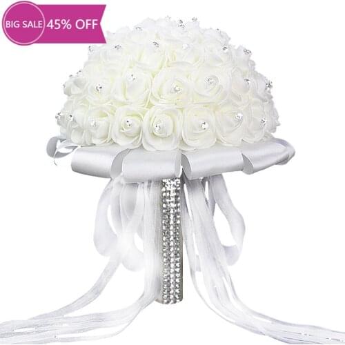 Artificial Wedding Bouquets Hand Made Rose Flower Rhinestone Bridesmaid Bridal Wedding Bouquet mariage wedding accessories