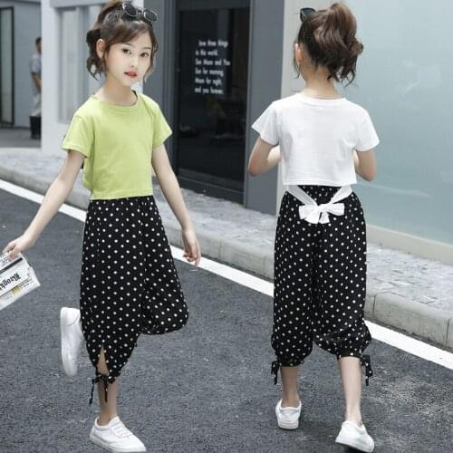 Girl Set Toddler Kids Baby Girls Clothes Summer Strap Tops And Dot Pants Outfits Set 4 To 14 Years