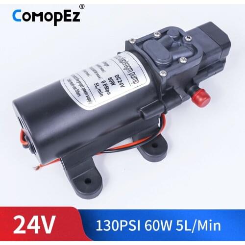 DC 24V 60W 130PSI 5L / Min Water High Pressure Diaphragm Pump Self-Priming Pump Automatic Switch For Garden Wagon
