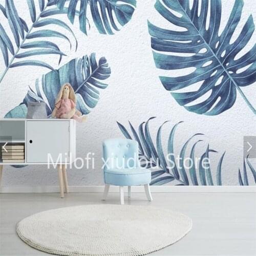 Milofi custom 3d wallpaper mural simple leaf plain forest Southeast Asian restaurant tropical rainforest background wall home de