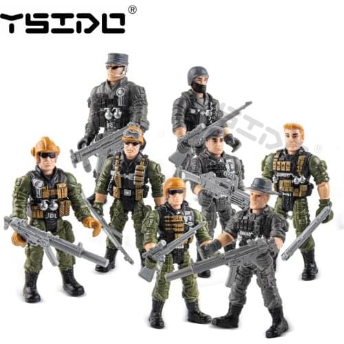4 Pieces Set Marine Corps Action Figure Toys ABS Movable Joints Simulation Soldier Weapon Military Model Toys For Children Boys