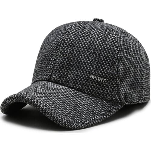 Fashion autumn winter mens hat middle-aged and elderly woolen warm cap outdoor ear protection baseball caps warm dad hats