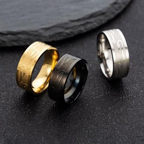 Fashion simple stainless steel mens ring casual retro punk three-color ring anniversary gift boyfriend gift jewelry