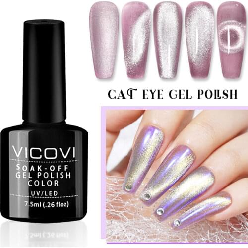 Monja 7.5 ml Silver Nail Art Cat Eye UV Gel Magnetic Enamel Soak-Off Gel Polish Varnish Nail Polish DIY Glitter Manicure Tool