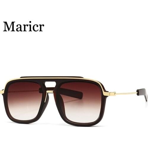 Maricr Tony Stark Big Square Sunglasses Men Brand Designer Retro Gradient Whole Glasses Women Shades Eyewear Oculos de sol UVA