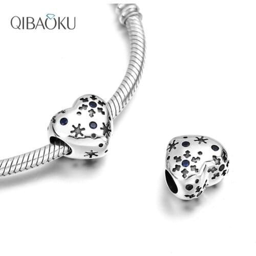 Real 925 Sterling Silver Heart Star Snowflake Beads Fashion Charm Bracelets Diy Charms for Bangles Beads Jewelry