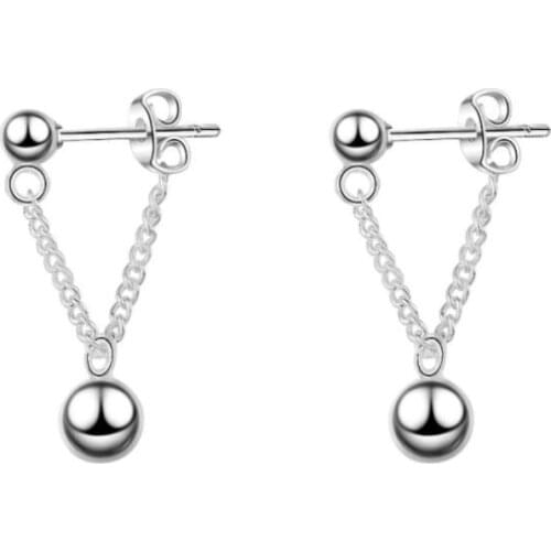 New Arrival Korean Style Fashion 925 Sterling Silver Jewelry Temperament Simple Triangle Female Ball Dangle Earrings SE459