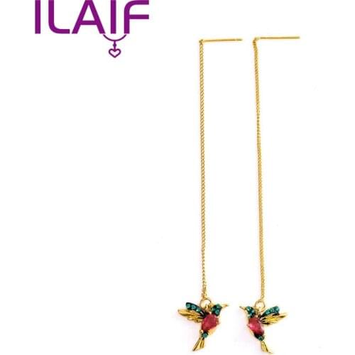 New Fashion Little Bird Drop Long Hanging Earrings for Women Elegant Girl Tassel Earring Stylish Jewelry Personality Gift