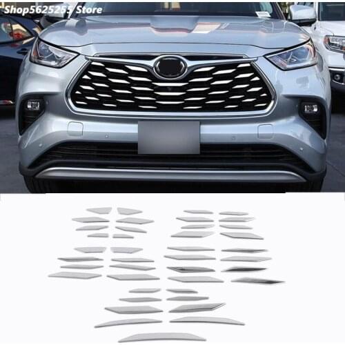Front Grille Trim Garnish Cover Stickers for Toyota Highlander 2021 2022 2020 Front Face Middle Net Bright Sequins Gypsophila