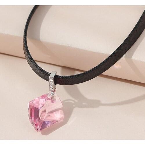 Irregular Pendant Choker Necklace Crystals From Swarovski Rope Leather Chain Collar For Women Party Retro Vintage Jewelry