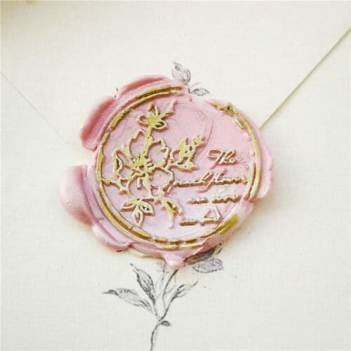 Peach blossom wax sealing stamp gifts design wax seal stamp head wood handle sealing stamp for wedding envelop packs seal
