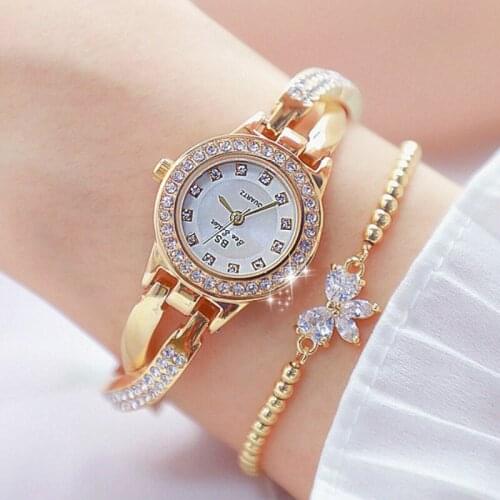 Luxury Brand lady Crystal Watch Women Dress Watch Fashion Gold Quartz Watches Female Stainless Steel Wristwatches Women Jewelry