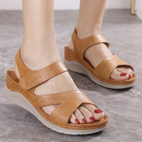 Womens Sandals Summer New Beach Casual Shoes For Women light Large size Ladies Wedges Flat Shoes Comfort Female Footwear q50