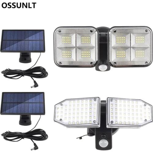LED Solar Light Dual Head Solar Lighting Motion Sensor Spotlight Waterproof Outdoor Adjustable Angle Lights For Garden Wall Lamp