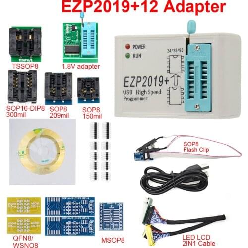 Best quality High Speed USB Programmer EZP2019 with 12 Sockets Support 24 25 26 93 EEPROM 25 flash bios chip