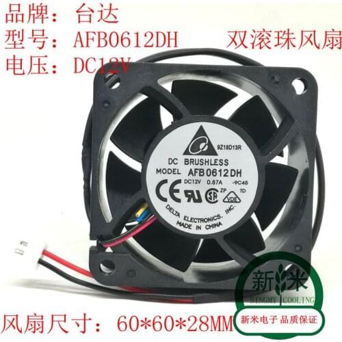 USED DELTA AFB0612DH 12V 0.87A 6028 6CM double ball bearing server high air volume cooling fan