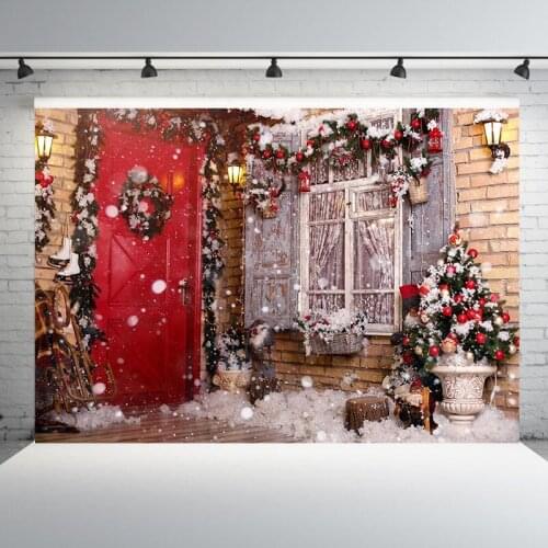 Vinyl Wood Christmas Backgrounds For Photography Winter Snow Snowman Gift Baby Newborn Portrait Photo Backdrop Photocall