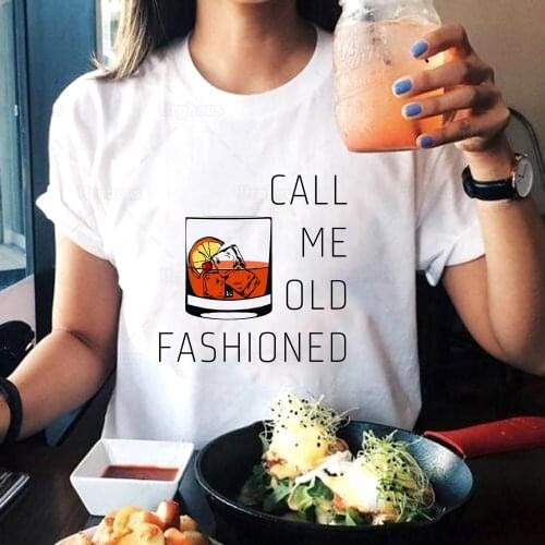 Call Me Old Fashioned Cocktail T Shirt Vintage Alcohol Shirt for Women Aesthetic Summer Top Tees 100% Cotton Material