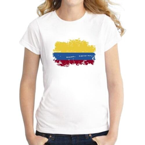 BLWHSA Colombia National Nostalgia Flag Women T shirts short sleeve Colombia Fans Summer Style T-shirts For Women