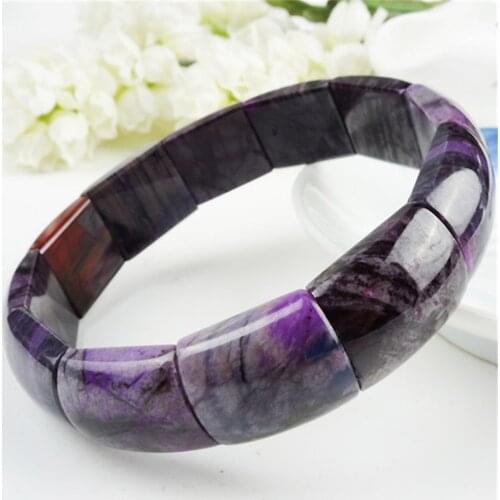 Fashion Charm Rectangle Beads Bangle Bracelets For Women Charm Genuine Natural Purple Sugilite Stretch Bracelets