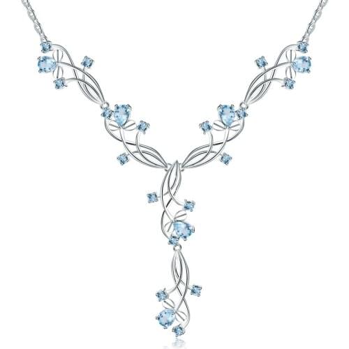 Gems Ballet 7.89ct Natural Sky Blue Topaz Romantic Gemstone Pendants For Ladies 925 Sterling Silver Cute Necklace Fine Jewelry