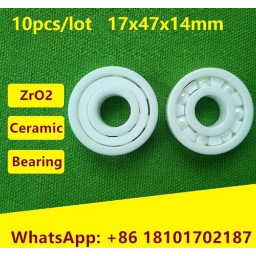 10pcs/lot 6303 Full Ceramic bearings 17x47x14 mm ZrO2 Zirconia Ceramic deep groove ball bearings