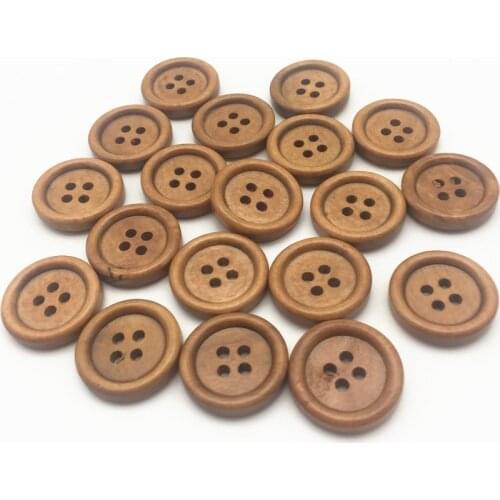 100pcs 18mm Wood Natural Brown 4 Holes Sewing Buttons Embellishments For Cardmaking Scrapbooking DIY Crafts