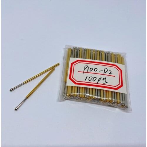 100pcs Metal Brass Nickel-Plated Compression Test Pin P100-D2 Diameter 1.36mm Household Electronic Universal Probe