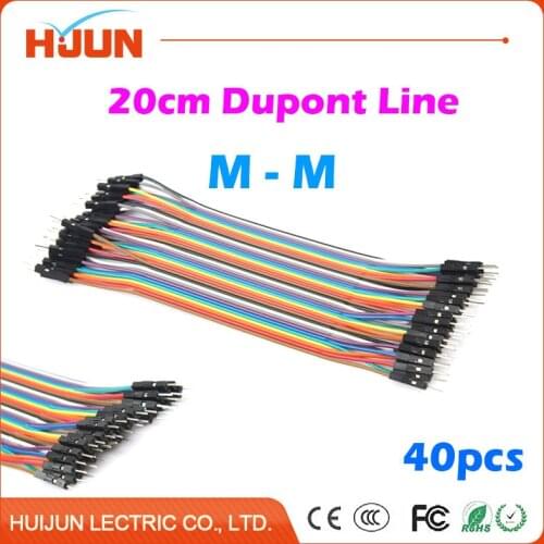 40pcs/lot Dupont Cable Jumper Wire Dupont Line Male to Male Length 20cm for Arduino