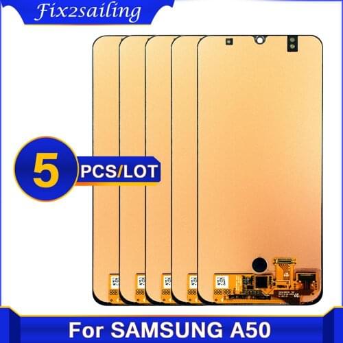 5 pcs SUPER AMOLED For Samsung Galaxy A50 SM-A505FN/DS A505 LCD Display Touch Screen Digitizer With Frame For Samsung A50 lcd