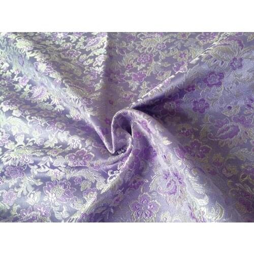75*50 Floral Satin Jacquard Brocade Fabric Dress Fabrics Light Purple