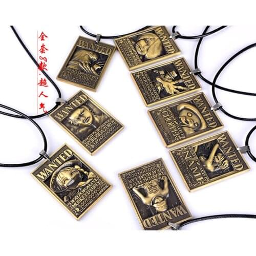 Anime Pirate King Monkey D Luffy Metal Necklace Trafalgar Law Embossed Pendant Men Women Nami