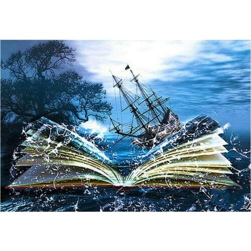 ArtBack 5d diy full square diamond painting book boat landscape diamond mosaic 3d art diamond embroidery decoration