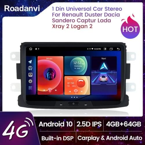 8" Android 10.0 1 Din Car radio Multimedia Video Player for Renault Duster Dacia Sandero Captur Lada Xray 2 Logan 2 with Carplay
