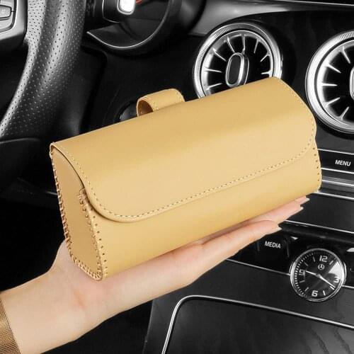 Car Sun Visor Glasses Case Organizer Car Sunglass Holder PU Leather Eyeglasses Storage Box Auto Interior Apply to All Car Models