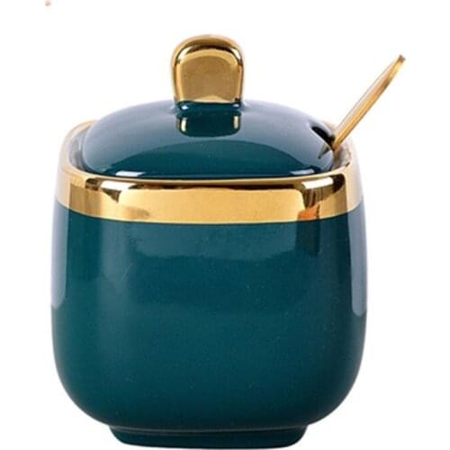 Household ceramic seasoning can salt can sugar can dressing box with seasoning collection jar with cover kitchen parting