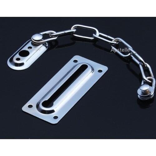 Sliding Door Lock Chrome Door Lock Chain Bolt Safety Chain Hotel Office Security Chain Gate Cabinet Latches Decorative Hardware