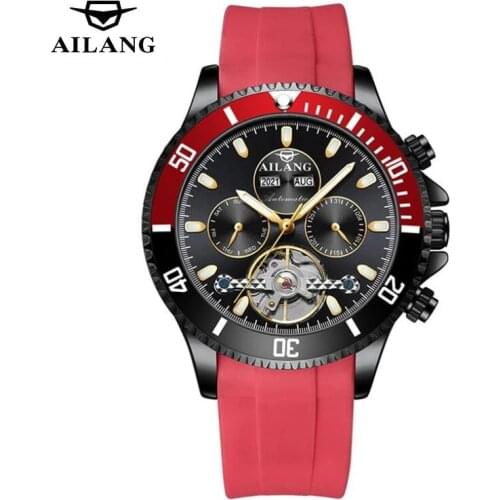 AILANG Week Mechanical Casual Automatic Skeleton Tourbillon Top Mens Wrist Watch Business Luminous Waterproof Men Watches 8202