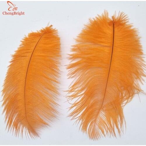 ChengBright 500Pcs/Lot Orange Natural Ostrich Feather For Crafts 15-70CM Carnival Costumes Party Home Wedding Decorations Plumes